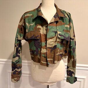 Cropped Camouflage Military Jacket